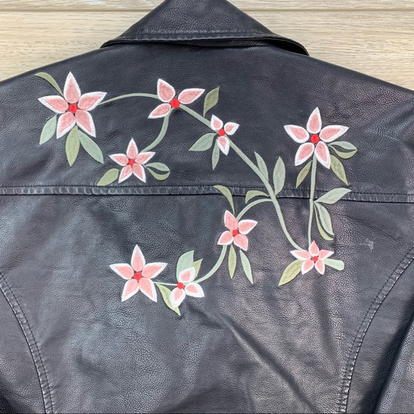 Vila Embroidered Leather Jacket - Picture 5 of 8